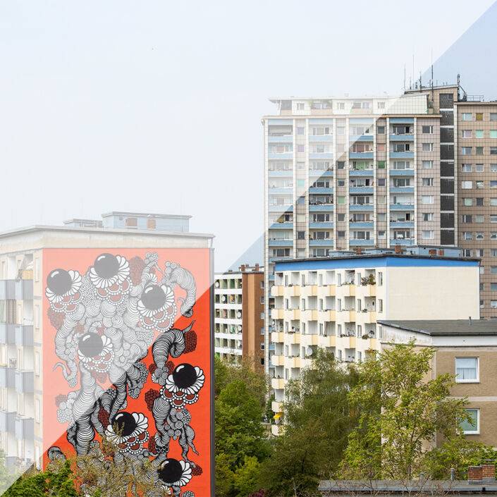 Hochhäuser, teilweise mit Graffiti bemalt Hochhäuser, teilweise mit Graffiti bemalt